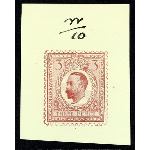 1200 - GB.GEORGE V DOWNEY HEAD - HALF TONE ESSAY small format 3d in pale dull purple on proof paper with in... 