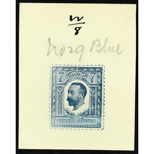 1204 - GB.GEORGE V DOWNEY HEAD - HALF TONE ESSAY small format 7d in deep blue on proof paper with ink manus... 