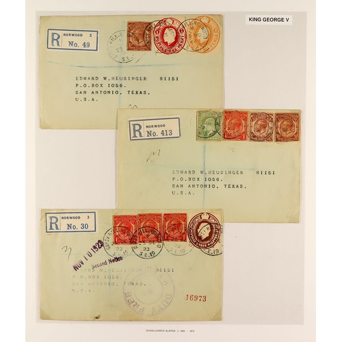 1210 - GB.GEORGE V STATIONERY CUT OUTS ON COVERS an unusual collection of covers in an album, each bearing ... 