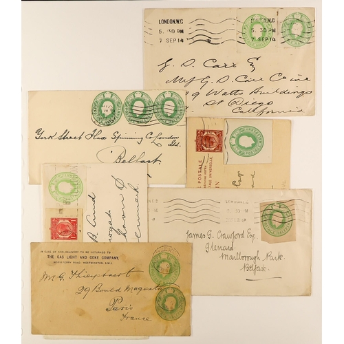 1210 - GB.GEORGE V STATIONERY CUT OUTS ON COVERS an unusual collection of covers in an album, each bearing ... 