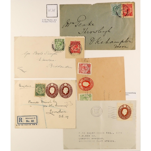 1210 - GB.GEORGE V STATIONERY CUT OUTS ON COVERS an unusual collection of covers in an album, each bearing ... 