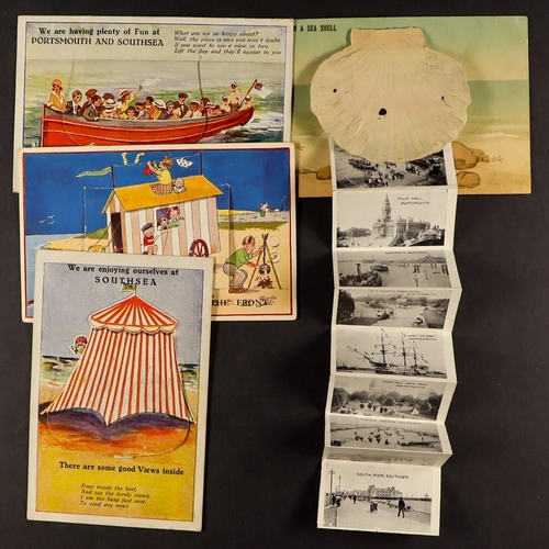 13 - POSTCARDS - NOVELTY CONCERTINA TYPES largely South Coast and Solent seaside areas, 1900's-30's. (app... 