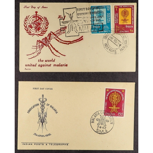 133 - TOPICALS MALARIA ERADICATION 1962 world collection of illustrated unaddressed First Day Covers, Afgh... 