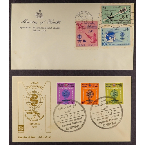 133 - TOPICALS MALARIA ERADICATION 1962 world collection of illustrated unaddressed First Day Covers, Afgh... 