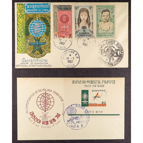 133 - TOPICALS MALARIA ERADICATION 1962 world collection of illustrated unaddressed First Day Covers, Afgh... 