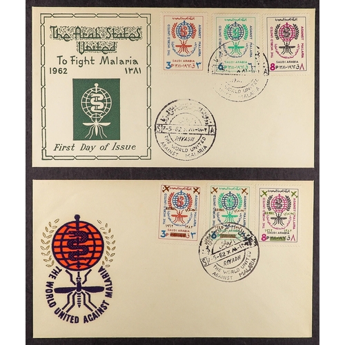 133 - TOPICALS MALARIA ERADICATION 1962 world collection of illustrated unaddressed First Day Covers, Afgh... 