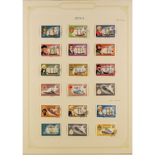 152 - ANTIGUA & BARBUDA 1953-83 USED COLLECTION incl. 1952-62 pictorial set, listed shades & 1963-65 Wmk v... 