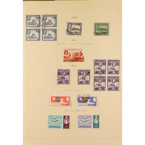 152 - ANTIGUA & BARBUDA 1953-83 USED COLLECTION incl. 1952-62 pictorial set, listed shades & 1963-65 Wmk v... 