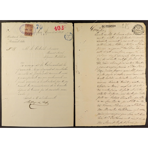 153 - ARGENTINA 1797-1949 DOCUMENTS A generous pile of old documents, mostly Official & bearing various ca... 