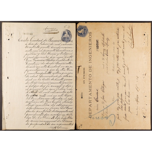 156 - ARGENTINA PROVINCE OF BUENOS AIRES 1873-1908 hand written documents, mostly Official & bearing vario... 