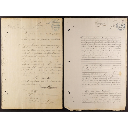 156 - ARGENTINA PROVINCE OF BUENOS AIRES 1873-1908 hand written documents, mostly Official & bearing vario... 