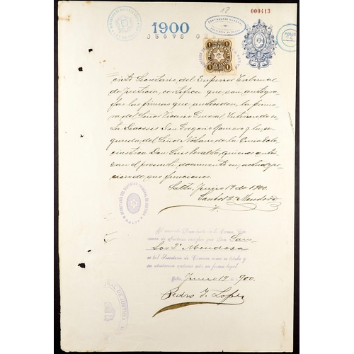 157 - ARGENTINA REVENUE STAMPS ON PROVINCIAL DOCUMENTS 1905-49 Department & Official documents from variou... 