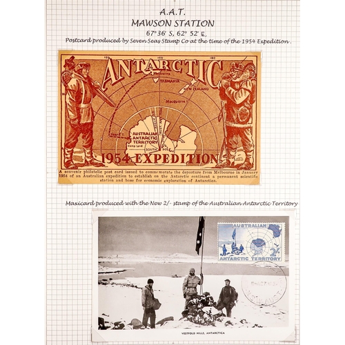 179 - AUSTRALIAN ANT.TERR      1955-2001 COLLECTION IN TWO VOLUMES with stamps, covers and cards, with pic... 