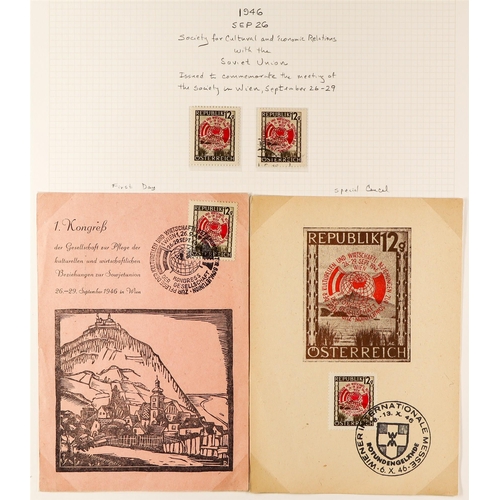 186 - AUSTRIA 1945-54 SEMI - SPECIALIZED COLLECTION with mint, never hinged mint and used, with many compl... 