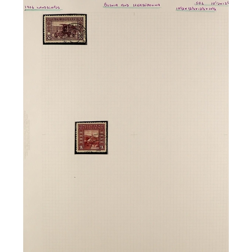 189 - AUSTRIA BOSNIA & HERZEGOVINA 1906 'LANDSCAPES' PERFORATIONS SPECIALIZED COLLECTION. An impressive fi... 