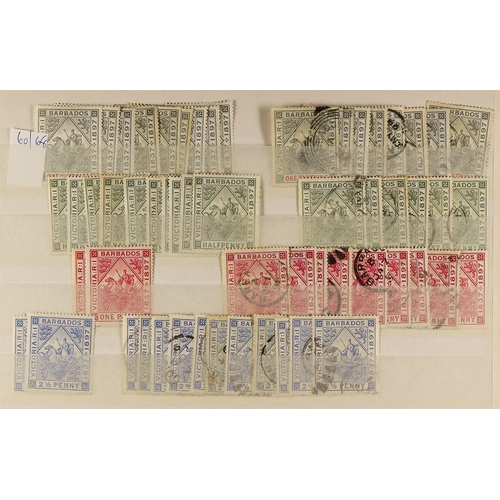 206 - BARBADOS 1852-1953 MINT & USED RANGES incl. 1852-55 4d brownish red mint, 1855-58 ½d & 1d (x3) used,... 