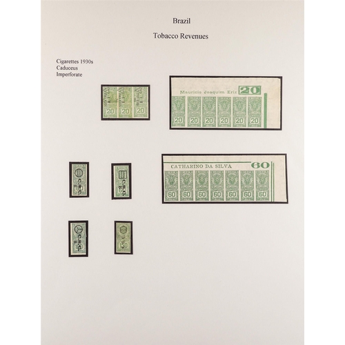 242 - BRAZIL TOBACCO REVENUE STAMPS 1930's to 1969 collection of imperforate Cigarette Revenue stamps, inc... 