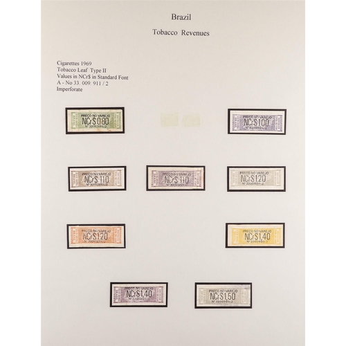 242 - BRAZIL TOBACCO REVENUE STAMPS 1930's to 1969 collection of imperforate Cigarette Revenue stamps, inc... 