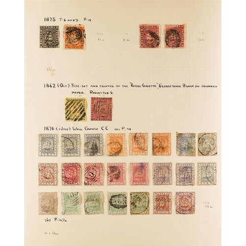 245 - BR. GUIANA 1860-1935 OLD USED COLLECTION on pages, incl. 1860-76 Ship types used (about 90), 1862 1c... 