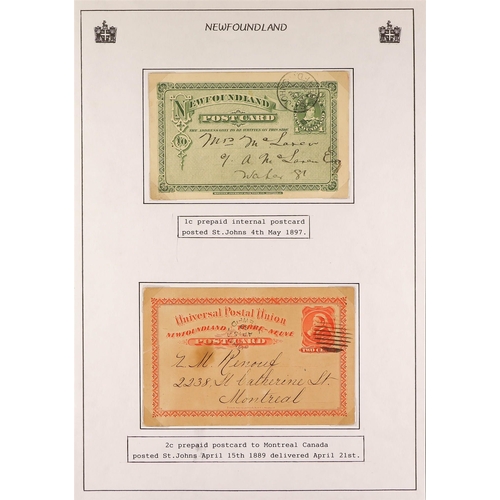 273 - CANADA - NEWFOUNDLAND 1873-1933 POSTAL STATIONERY mainly postal cards written up on pages, incl. use... 