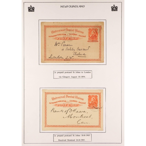 273 - CANADA - NEWFOUNDLAND 1873-1933 POSTAL STATIONERY mainly postal cards written up on pages, incl. use... 