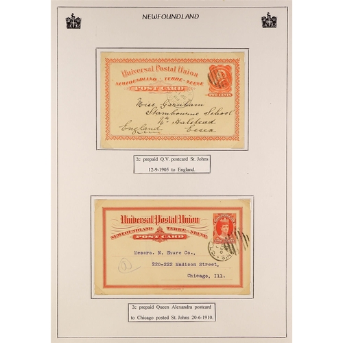 273 - CANADA - NEWFOUNDLAND 1873-1933 POSTAL STATIONERY mainly postal cards written up on pages, incl. use... 