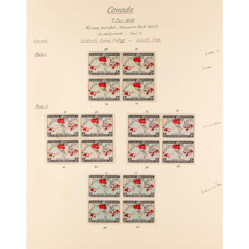 324 - CANADA 1898 MAP STAMP a specialized collection of mint stamps identified by plate number incl. four ... 