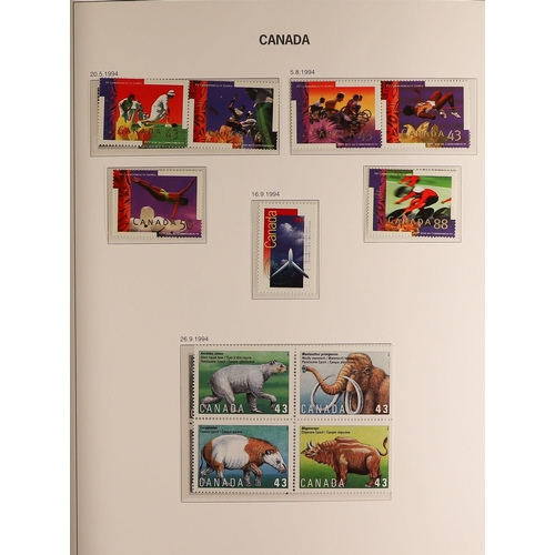 334 - CANADA 1990-2002 NEVER HINGED MINT COLLECTION in a DAVO hingeless printed album with slipcase, large... 