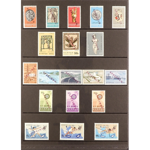 365 - CYPRUS 1963-75 SPECIMEN OVERPRINTED SETS never hinged mint incl. 1963 Scouting set, 1964 Tokyo Olymp... 