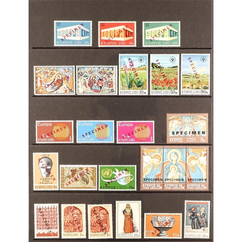 365 - CYPRUS 1963-75 SPECIMEN OVERPRINTED SETS never hinged mint incl. 1963 Scouting set, 1964 Tokyo Olymp... 