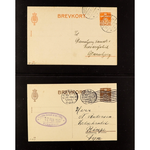 376 - DENMARK POSTAL STATIONERY 1880's-1999 USED COLLECTION mostly  pre. 1945 ranges, incl. numeral types,... 