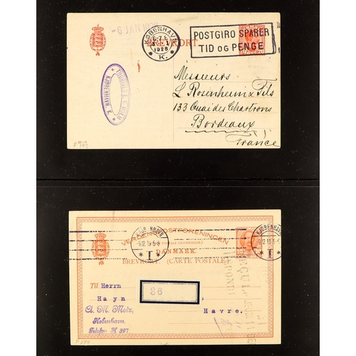 376 - DENMARK POSTAL STATIONERY 1880's-1999 USED COLLECTION mostly  pre. 1945 ranges, incl. numeral types,... 