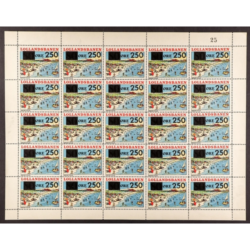 377 - DENMARK RAILWAY STAMPS LOLLANDS BANEN 1956-75 never hinged mint complete sheets incl. 1956 numeral t... 