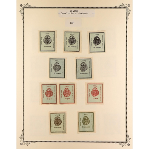 403 - EL SALVADOR REVENUE STAMPS 1883-1925 mint & used collection incl. Documentary, Cancellation of Contr... 