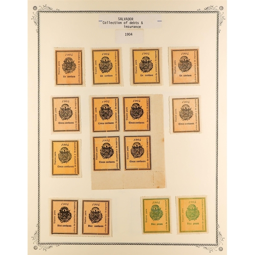 403 - EL SALVADOR REVENUE STAMPS 1883-1925 mint & used collection incl. Documentary, Cancellation of Contr... 