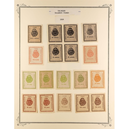 403 - EL SALVADOR REVENUE STAMPS 1883-1925 mint & used collection incl. Documentary, Cancellation of Contr... 