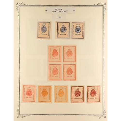 403 - EL SALVADOR REVENUE STAMPS 1883-1925 mint & used collection incl. Documentary, Cancellation of Contr... 