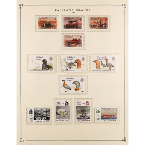 418 - FALKLAND IS. 1972-90 NEVER HINGED MINT COLLECTION looks complete, S.T.C. £450+. (375 stamps & 5 m/s)