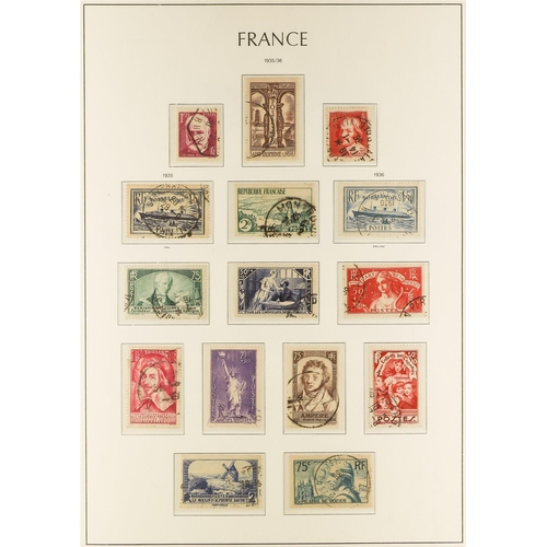 444 - FRANCE 1900-49 USED COLLECTION in a hingeless Lighthouse album, almost complete for the period (no A... 