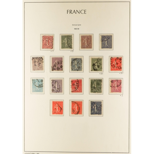 444 - FRANCE 1900-49 USED COLLECTION in a hingeless Lighthouse album, almost complete for the period (no A... 