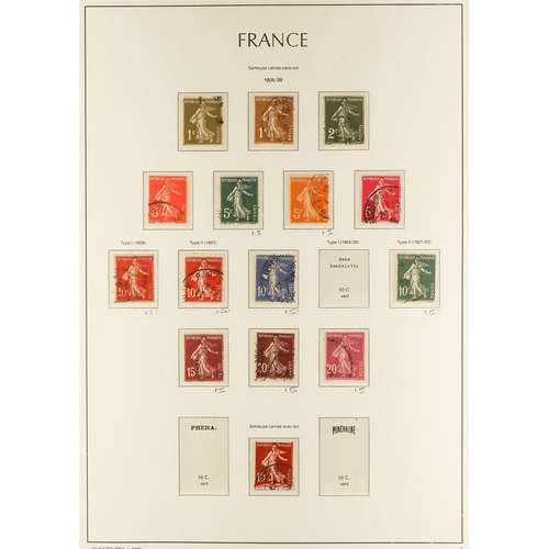 444 - FRANCE 1900-49 USED COLLECTION in a hingeless Lighthouse album, almost complete for the period (no A... 