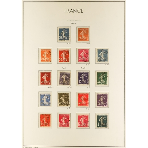 444 - FRANCE 1900-49 USED COLLECTION in a hingeless Lighthouse album, almost complete for the period (no A... 