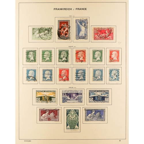 445 - FRANCE 1900-58MAINLY USED COLLECTION in a Schaubek album, incl. 1900 2f Merson (x2), 1918 15c Red Cr... 