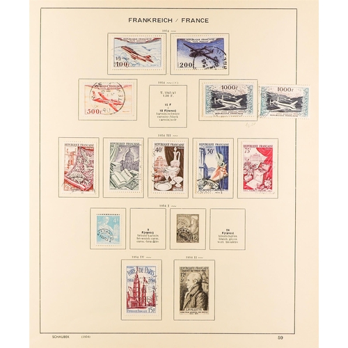 445 - FRANCE 1900-58MAINLY USED COLLECTION in a Schaubek album, incl. 1900 2f Merson (x2), 1918 15c Red Cr... 