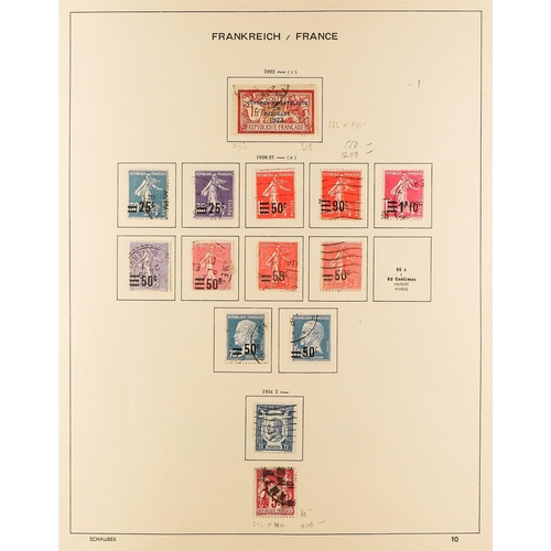 445 - FRANCE 1900-58MAINLY USED COLLECTION in a Schaubek album, incl. 1900 2f Merson (x2), 1918 15c Red Cr... 