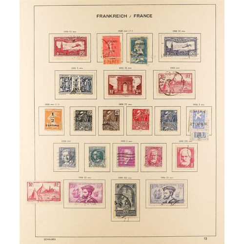 445 - FRANCE 1900-58MAINLY USED COLLECTION in a Schaubek album, incl. 1900 2f Merson (x2), 1918 15c Red Cr... 