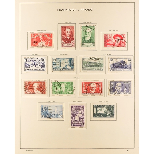 445 - FRANCE 1900-58MAINLY USED COLLECTION in a Schaubek album, incl. 1900 2f Merson (x2), 1918 15c Red Cr... 