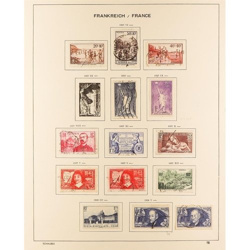 445 - FRANCE 1900-58MAINLY USED COLLECTION in a Schaubek album, incl. 1900 2f Merson (x2), 1918 15c Red Cr... 