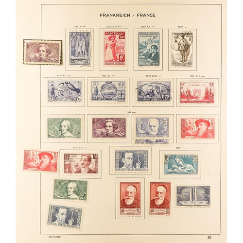 445 - FRANCE 1900-58MAINLY USED COLLECTION in a Schaubek album, incl. 1900 2f Merson (x2), 1918 15c Red Cr... 