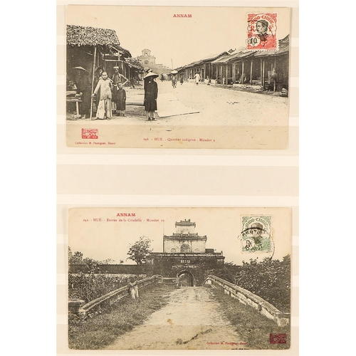 462 - FRENCH COLONIES INDO-CHINA 1911-13 PICTURE POSTCARDS all with stamp on picture side and message/addr... 